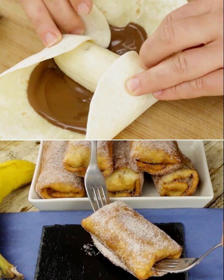 Banana roll-ups and Fried apple rolls