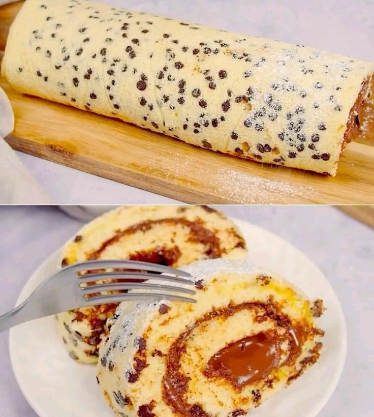 Swiss Roll Cake with Chocolate Chips